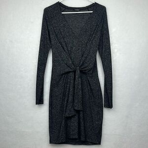 Express Petite Grey Tie Knot Sweater Long-Sleeve Dress Sz SP